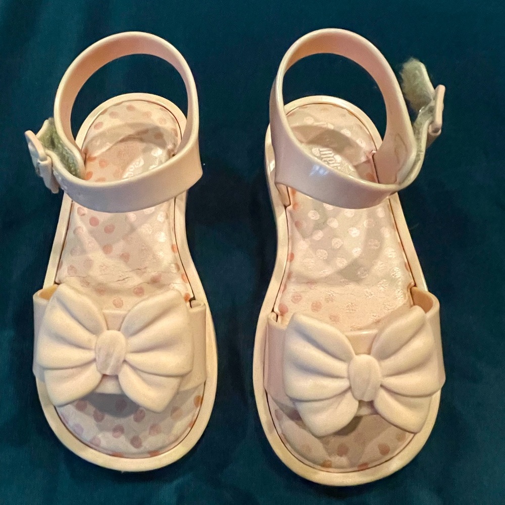 Mini Melissa pink sparkly bow sandals size 8
